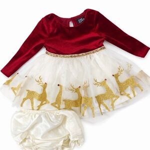 Baby Girl Holiday Dress & Bloomer Set – 6–9 Months